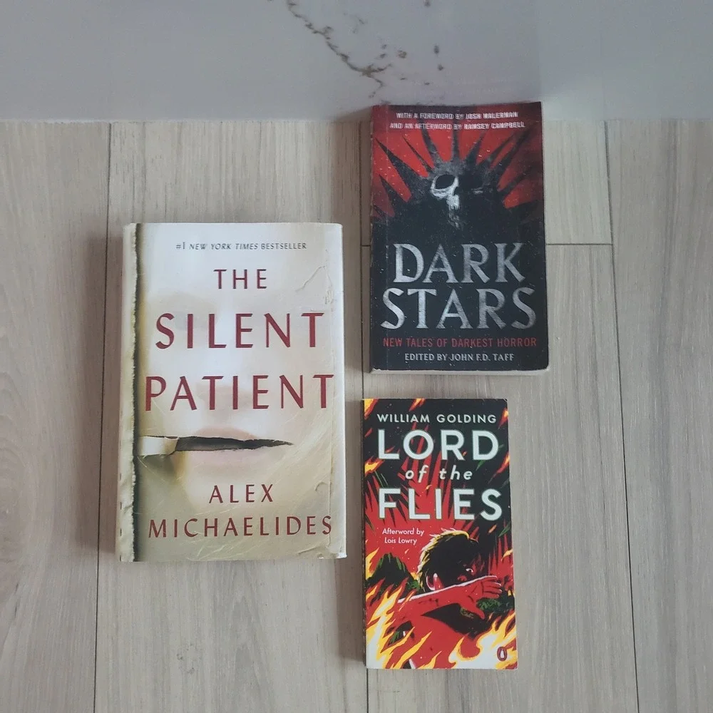 Classic Thought Provoking Books Lot of 3 Lord of Flies Silent Patient Dark Stars